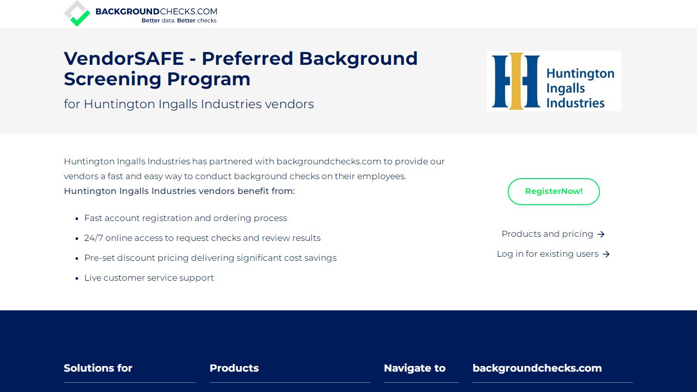 Huntington Ingals Industries VendorSAFE ... - backgroundchecks.com
